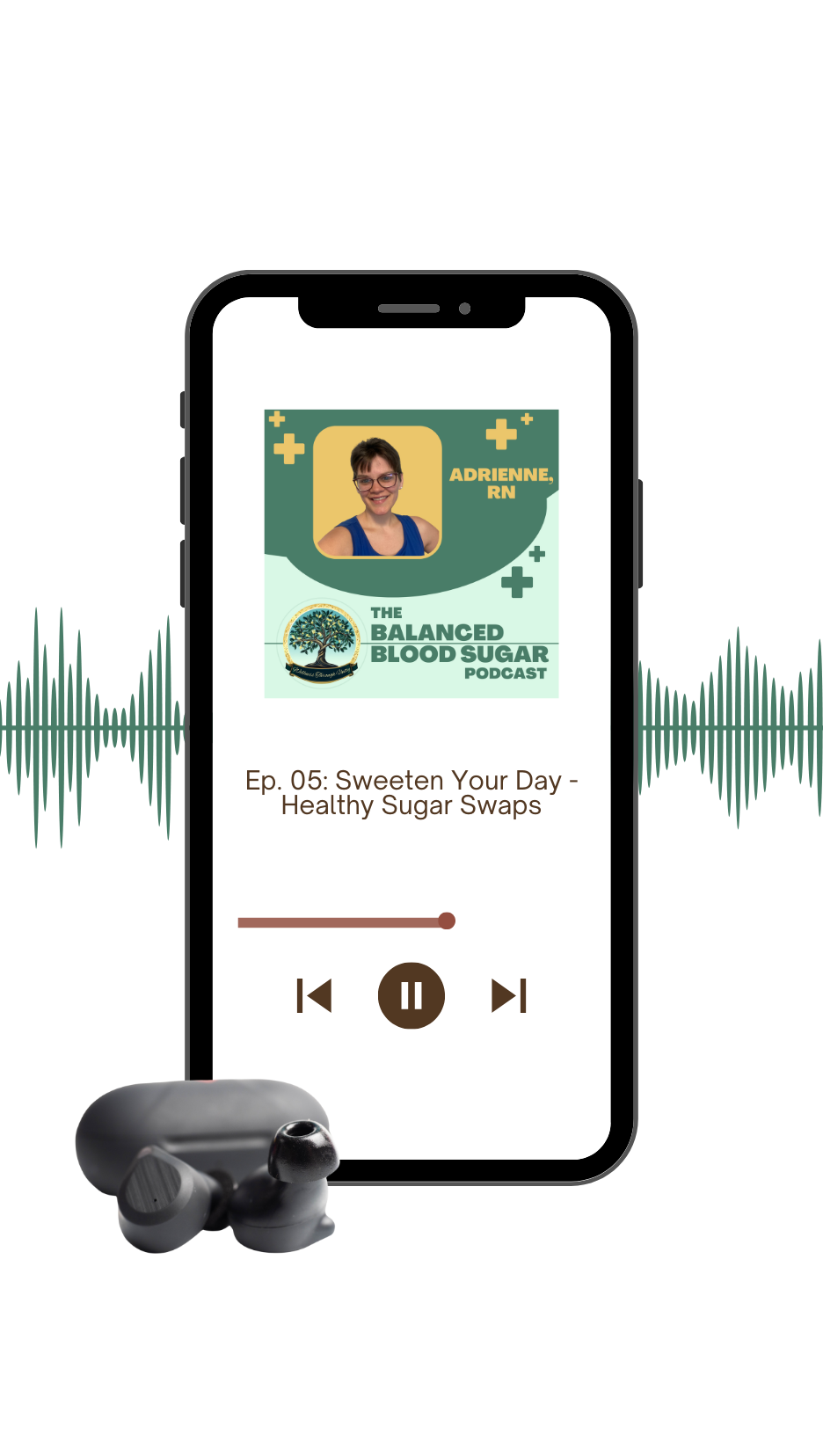 Podcast playing on a smartphone